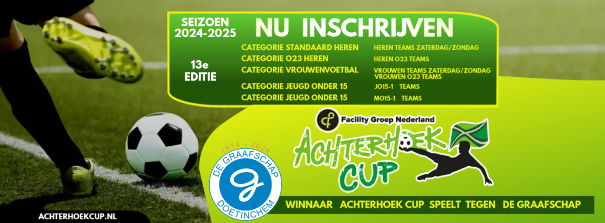 Inschrijving Achterhoek Cup seizoen 2024-2025 is gestart. Editie 13 met 5 categorieën.